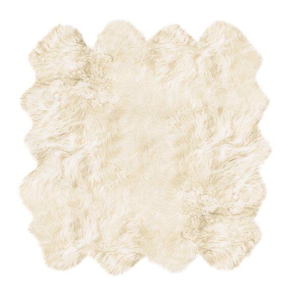 Natural Home Decor New Zealand Sheepskin Octo Rug | 1-Piece | Natural | 7'x6' - Picture 1 of 4